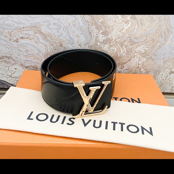 Louis Vuitton Initiales Wide Gold Detail Black Leather Waist Belt - Picture 3 of 13
